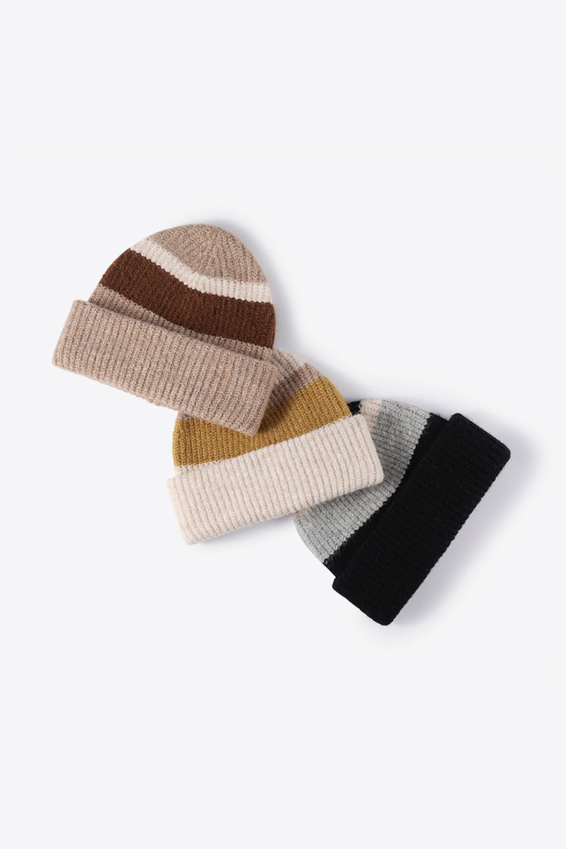 Tricolor Cuffed Knit Beanie