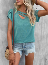 Asymmetrical Petal Sleeve T-Shirt