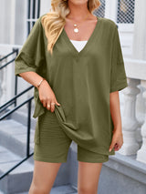 Lovelet V-Neck Half Sleeve Top and Shorts Set