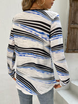 Shiny Printed Half Zip Long Sleeve T-Shirt