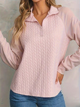 Texture Quarter Zip Long Sleeve Sweatshirt