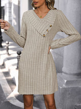 Perfee V-Neck Long Sleeve Knit Dress