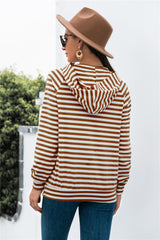 Horizontal Stripe Raglan Sleeve Hoodie