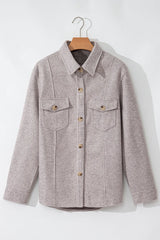 Button Up Collared Neck Long Sleeve Jacket