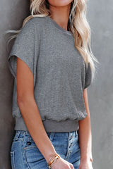 Round Neck Short Sleeve Blouse