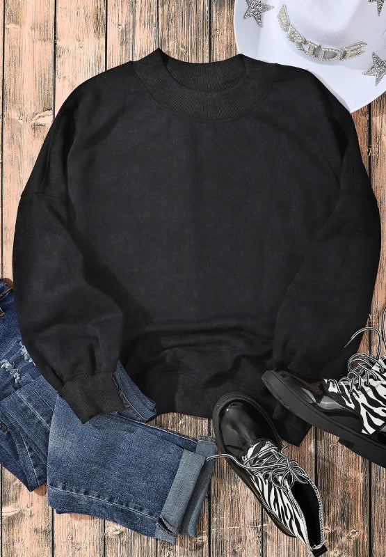 Mock Neck Dropped Shoulder Sweatshirt