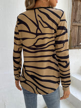 Shiny Printed Half Zip Long Sleeve T-Shirt