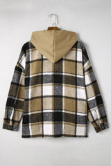 Plaid Button Up Hooded Shacket