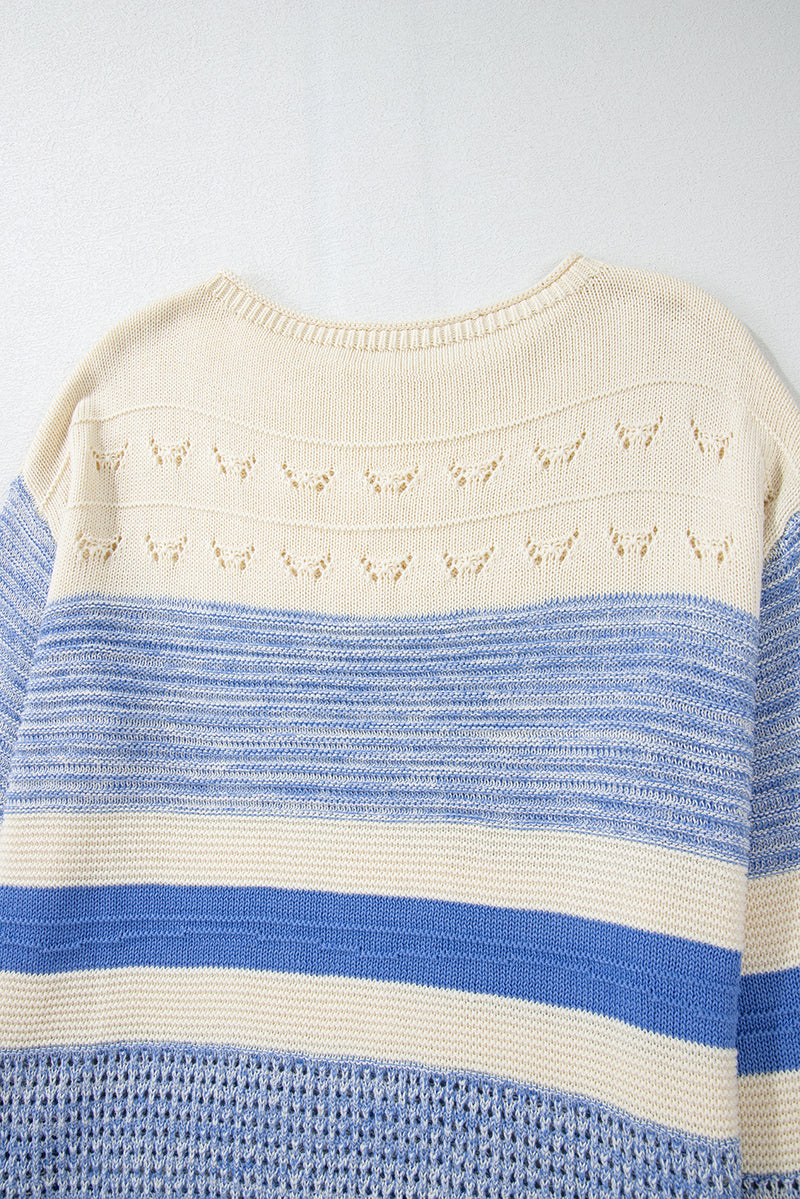 Contrast Round Neck Long Sleeve Sweater