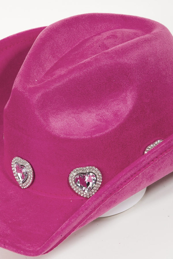 Fame Rhinestone Pave Heart Cowboy Hat