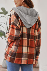 Plaid Button Up Hooded Shacket