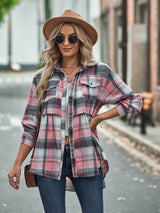 Plaid Button Up Dropped Shoulder Shirt