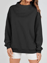 Mock Neck Drop Shoulder Long Sleeve Sweatshirt