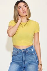 Basic Bae Full Size Ribbed Round Neck Short Sleeve T-Shirt