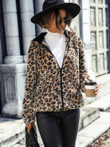 Leopard Zip-Up Hooded Jacket