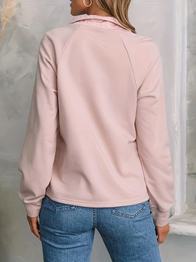 Texture Quarter Zip Long Sleeve Sweatshirt