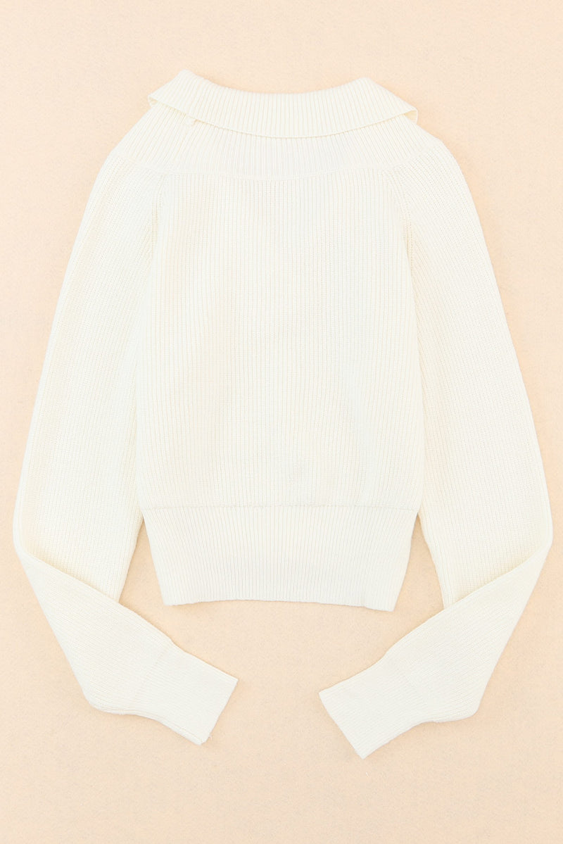 Ribbed Surplice Long Sleeve Sweater