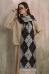 Fringe Argyle Polyester Scarf