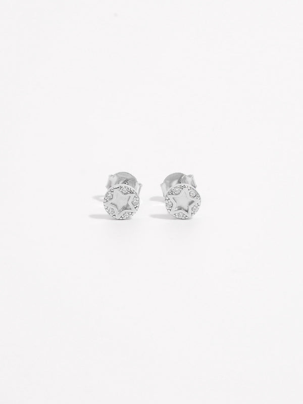 925 Sterling Silver Zircon Star Stud Earrings