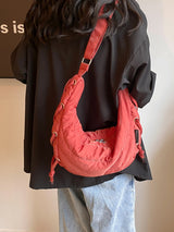 Lace-Up Polyester Crossbody Bag