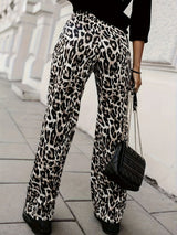 Full Size Animal Print Elastic Waist Pants