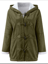 Full Size Pocketed Long Sleeve Hooded Toggle Jacket