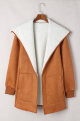 Open Front Long Sleeve Sherpa Jacket