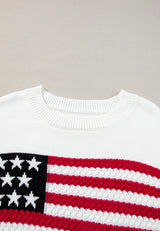 US Flag Side Slit Drop Shoulder Sweater