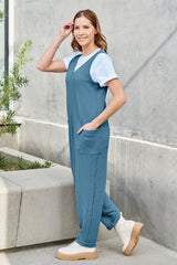 Double Take Full Size Sleeveless Straight Jumpsuit