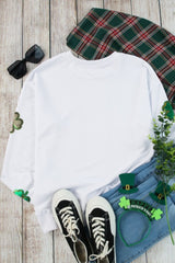 Lucky Clover Round Neck Long Sleeve Sweatshirt