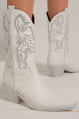 Beast Fashion Rhinestone Detail Point Toe Boots