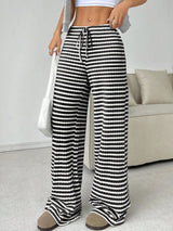 Tied Striped Wide Leg Pants