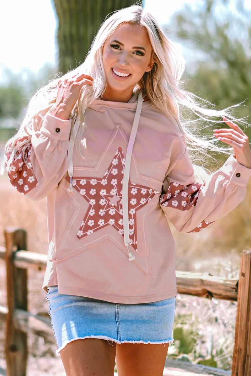 Drawstring Star Long Sleeve Hoodie