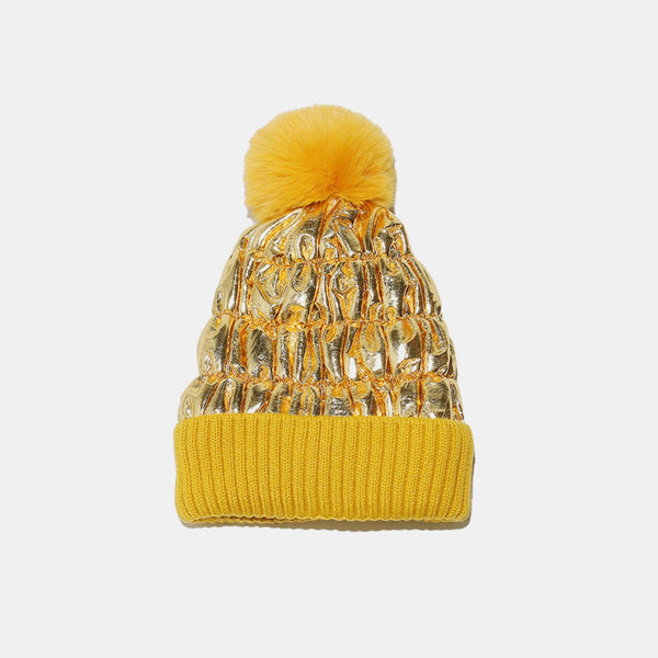 Thermal Knit Hat with Pompom