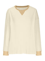 Waffle Knit Round Neck Long Sleeve T-Shirt