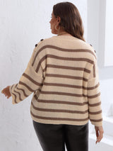 Plus Size Striped Dropped Shoulder Sweater