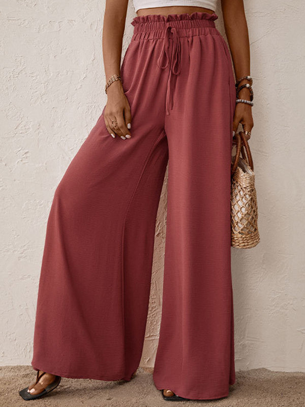 Perfee Frill Tied Wide Leg Pants