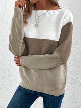 Color Block Boat Neck Sweater