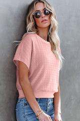 Round Neck Short Sleeve Blouse