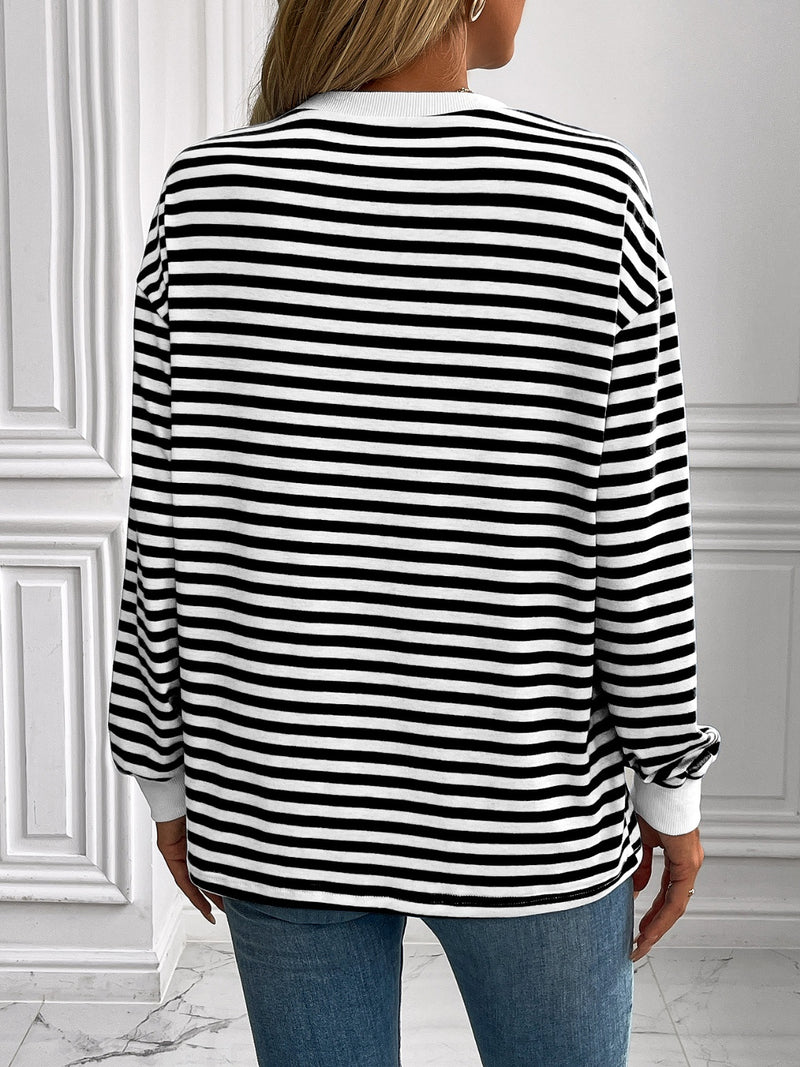 Ivy Lane Striped Round Neck Long Sleeve Sweatshirt