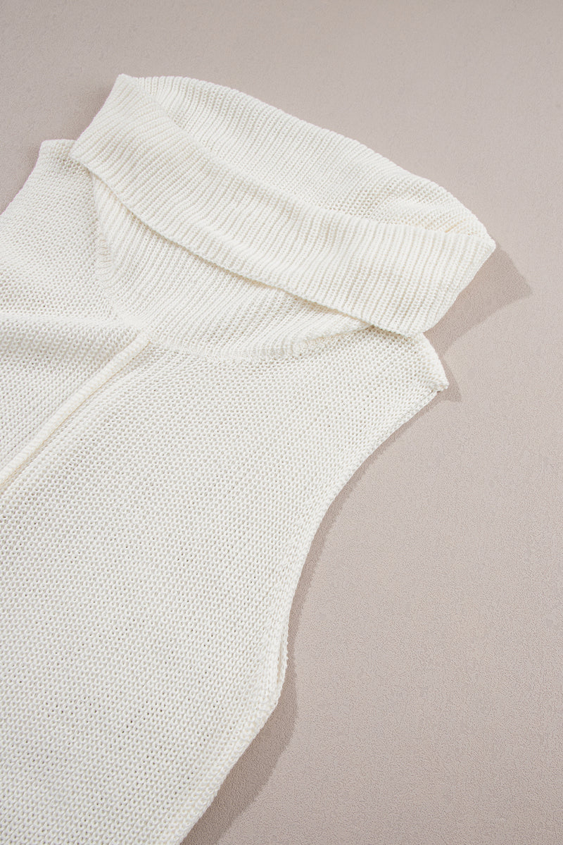 Central Seam Turtleneck Sleeveless Sweater Vest