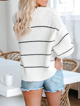 Striped Open Front Long Sleeve Cardigan