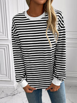 Ivy Lane Striped Round Neck Long Sleeve Sweatshirt