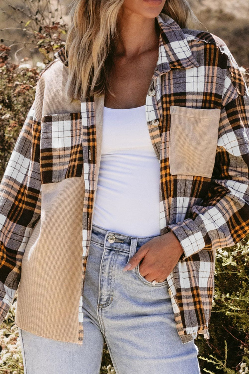 Plaid Button Up Long Sleeve Shacket