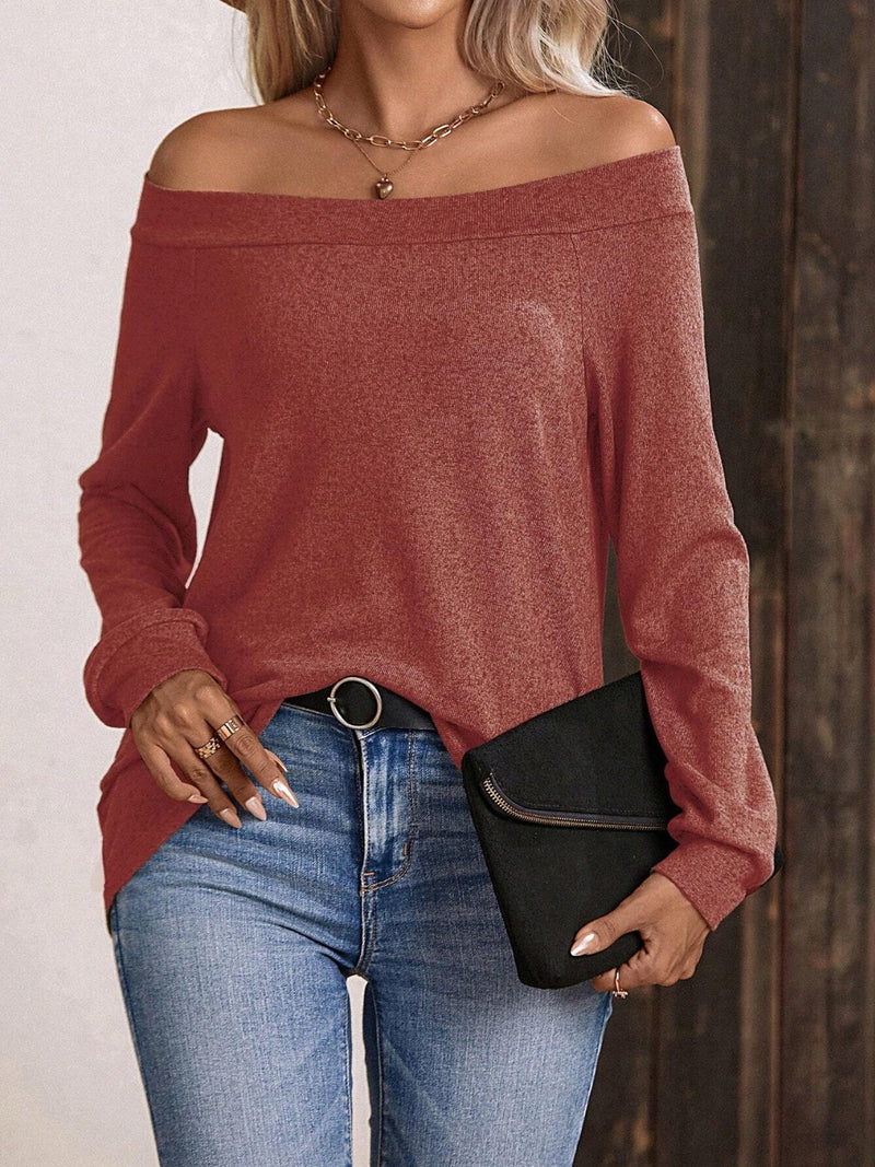 Off-Shoulder Long Sleeve T-Shirt