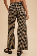 Annie Wear Drawstring Checkered Wide Leg Pants