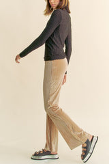 Davi & Dani Elastic Waist Knit Flare Pants