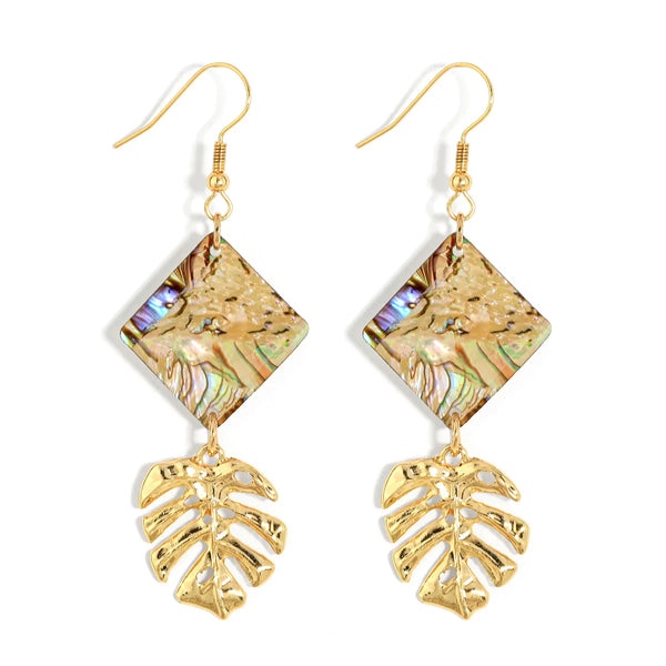 14k gold plated Hawaiian monstera leaf earring