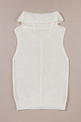 Central Seam Turtleneck Sleeveless Sweater Vest