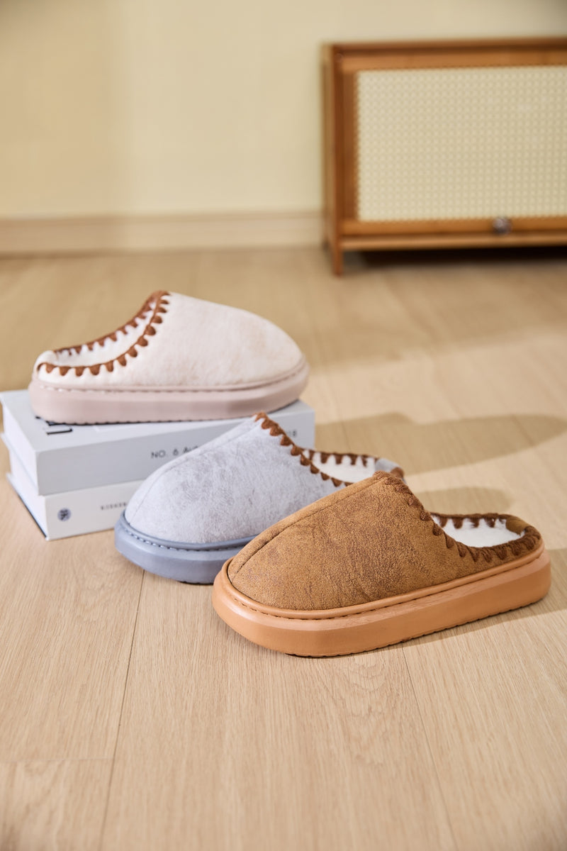 Thermal Round Toe Platform Slippers